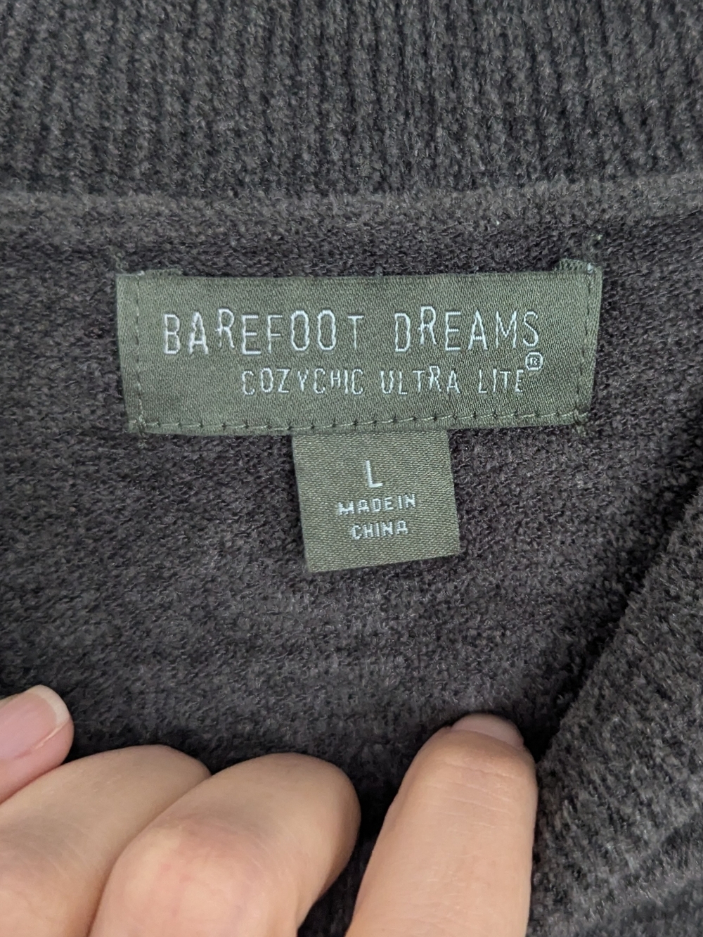 Barefoot Dreams CozyChic Ultra Lite Cropped Mock Neck Sweater Green Large L - Picture 4 of 9
